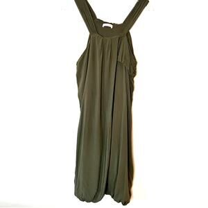Agatha Silk Draped Dress Sleeveless Lined Army Green Medium